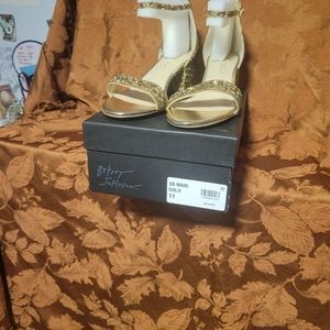 Betsey Johnson Gold Block Heel Sandals
